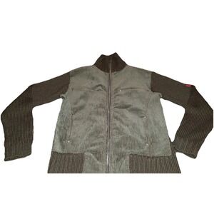 B52 Mens Sz Medium Green‎ brown Fill Zip jacket Sweater Wool Blend
